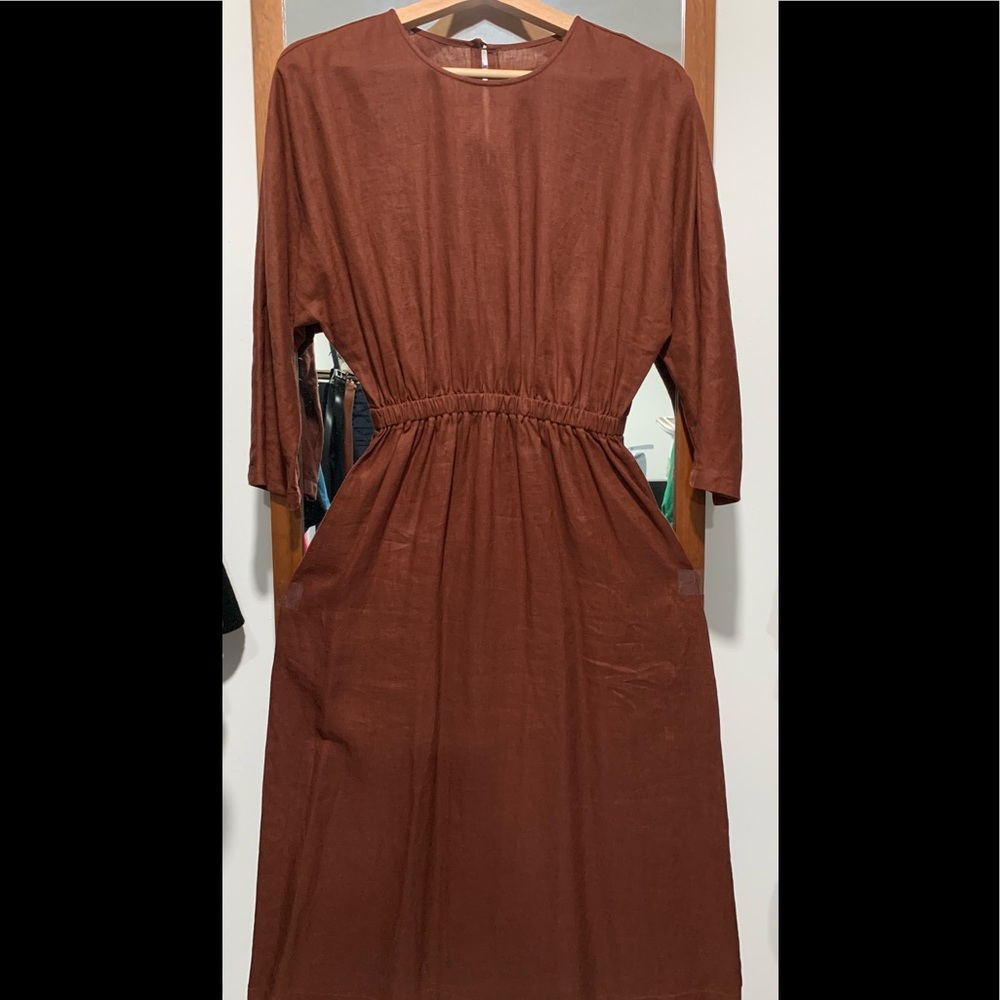 Chocolate linen dress